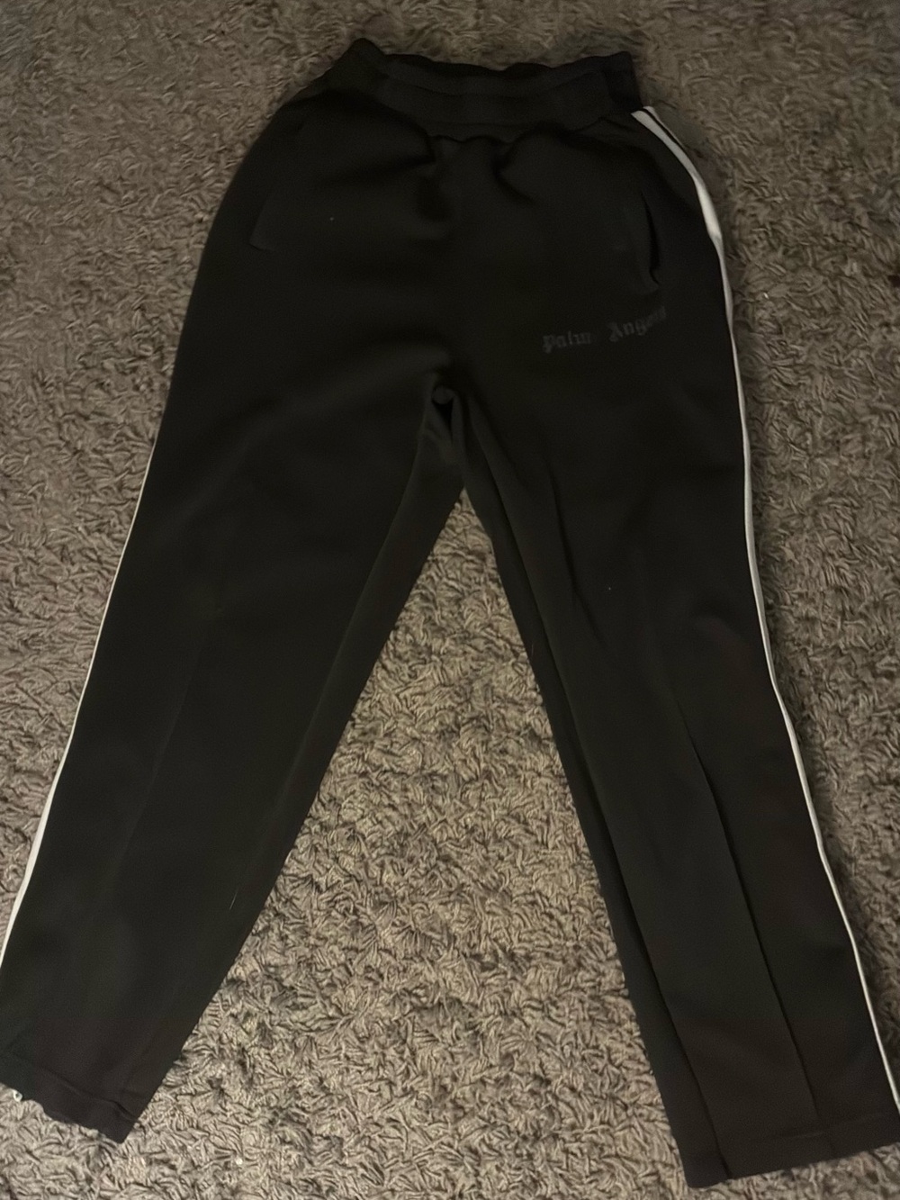 Palm Angels Black Jogger Pants with White Side Stripe